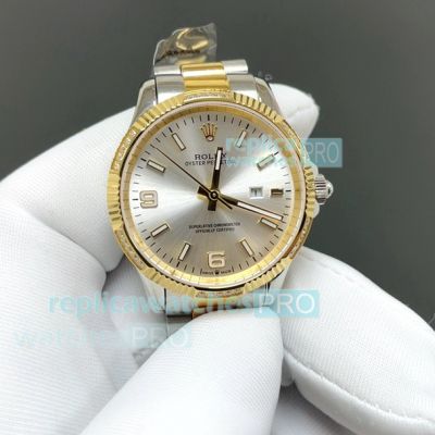 AAA Replica ARF Rolex Oyster Perpetual Date Silver Dial Two-Tone Ladies Watch 